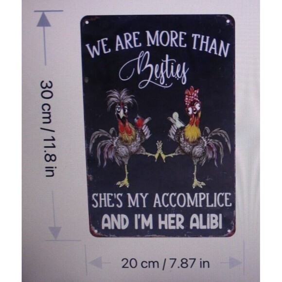 We Are More Than Besties...Metal Sign Humor Home Decor She Shed NIP - Picture 6 of 8